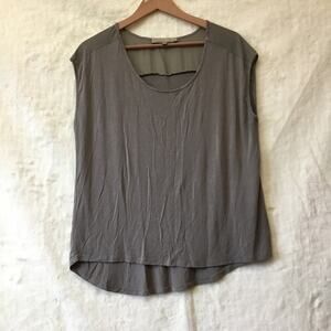 Current Affair Gray High Low Sheer Shoulder Top